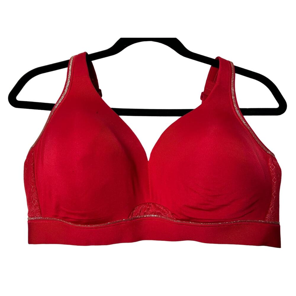 Cacique The Modern Collection Lightly Lined Red Gold Stripe No Wire Bra Size 40D